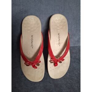 Vionic Bella Women's RED Sandals Size 7.5M Bow PATENT SYN